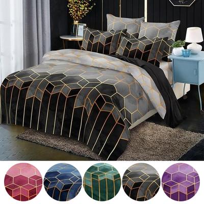 Set di biancheria da letto in cotone e poliestere spazzolato morbido ed elegante, copripiumino + federa, 2/3 pezzi