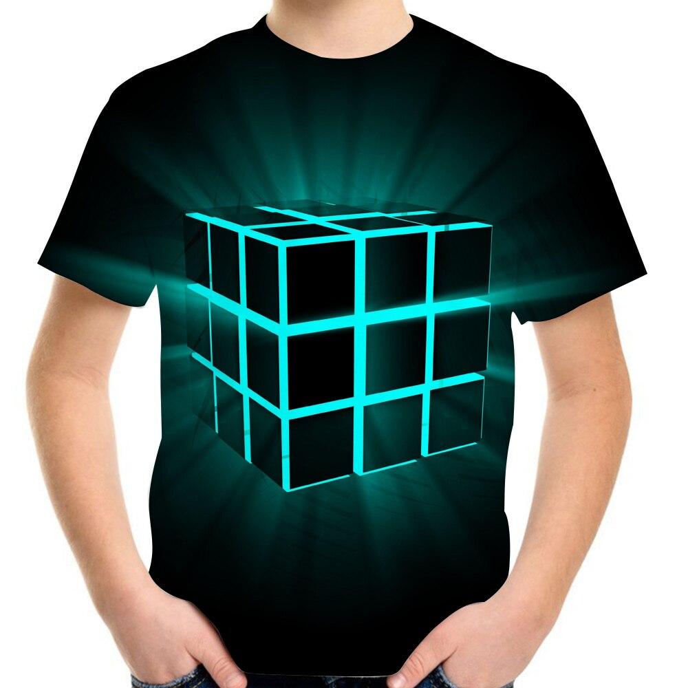 Rubik's Cube T Shirt Boy's Girl's Funny Cubes Puzzle Speed Tee Top Kid Rubiks Magic Summer Tshirt Square Clothing