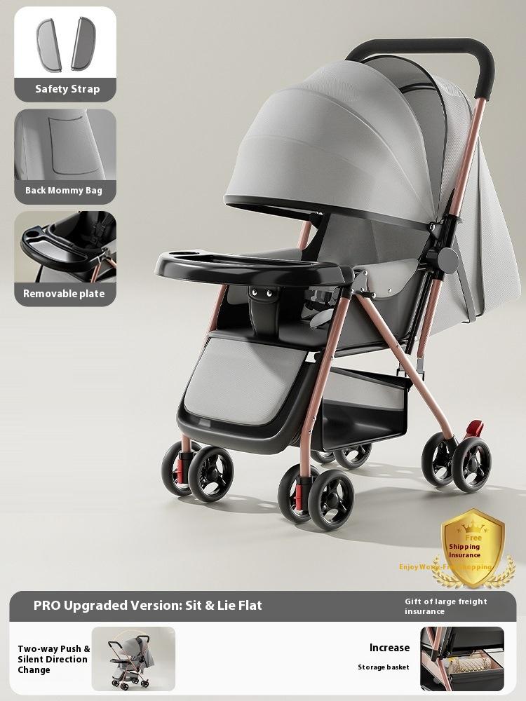 Stroller stroller can sit and lie down 0 to 3 years old, lightweight and foldable one-click collection, children's four-wheel baby walker stroller