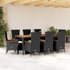 VidaXL Garden Dining Set with Cushions 9 Pcs, Patio Table, Patio Furniture, Outdoor Furniture, Black 3277518