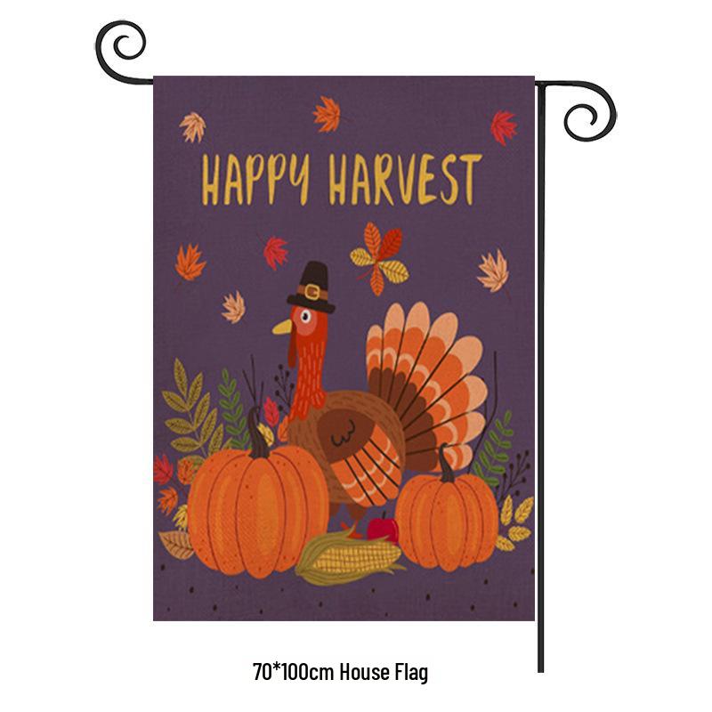 Turkey Yard Decoration Flag: Halloween Pumpkin & Thanksgiving Festival Garden Flag