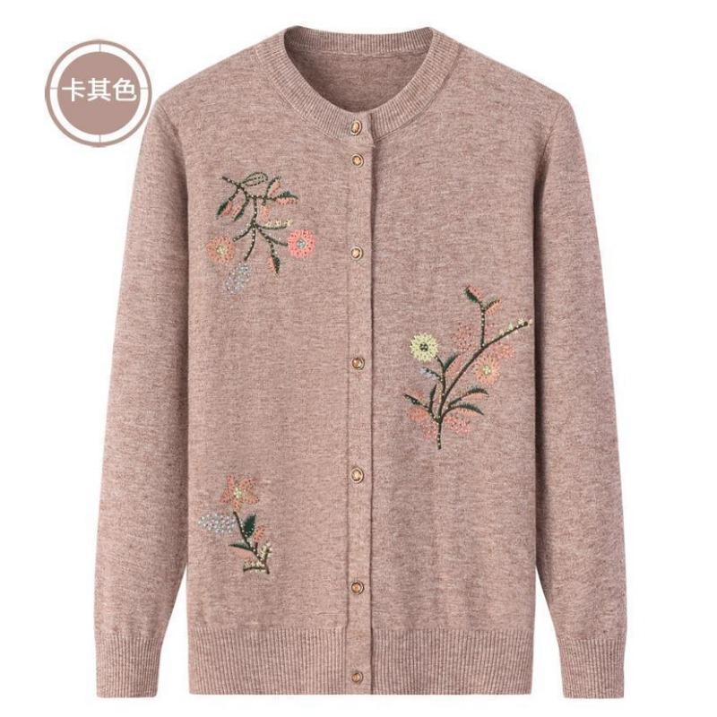 

Новые топы для женщин среднего возраста на весну и осень, тонкий свитер, кардиган, куртка для мамы XL хаки