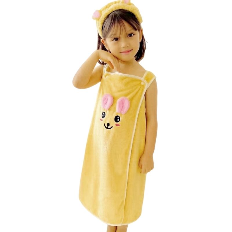 Kids Bathing Towel Comes With Hair Accessory Gentle On Sensitive Skin