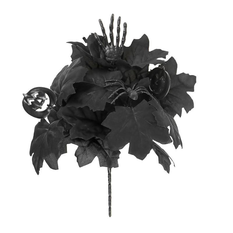 

Halloween Black Maple Leaf Bouquet Silk Flowers For Home Decor And Photography Props Pumpkin