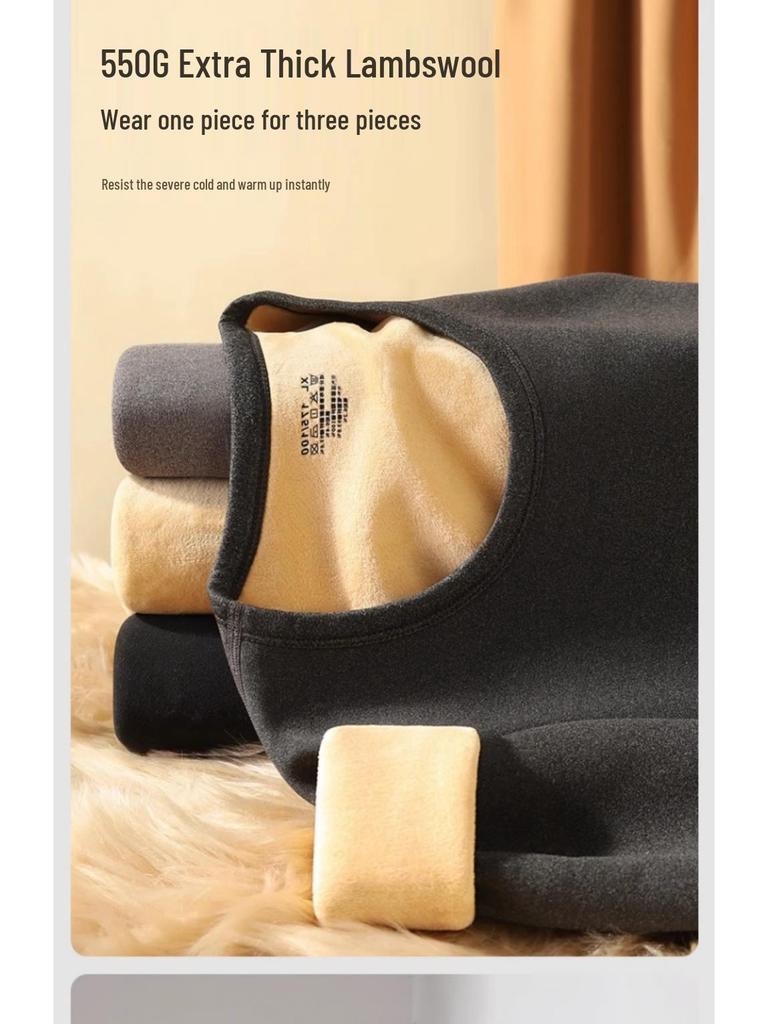 Men's Thick Lambswool Thermal Underwear Set - Velvet-Enhanced for Cold Protection, Heat Retention, and Autumn/Winter Comfort