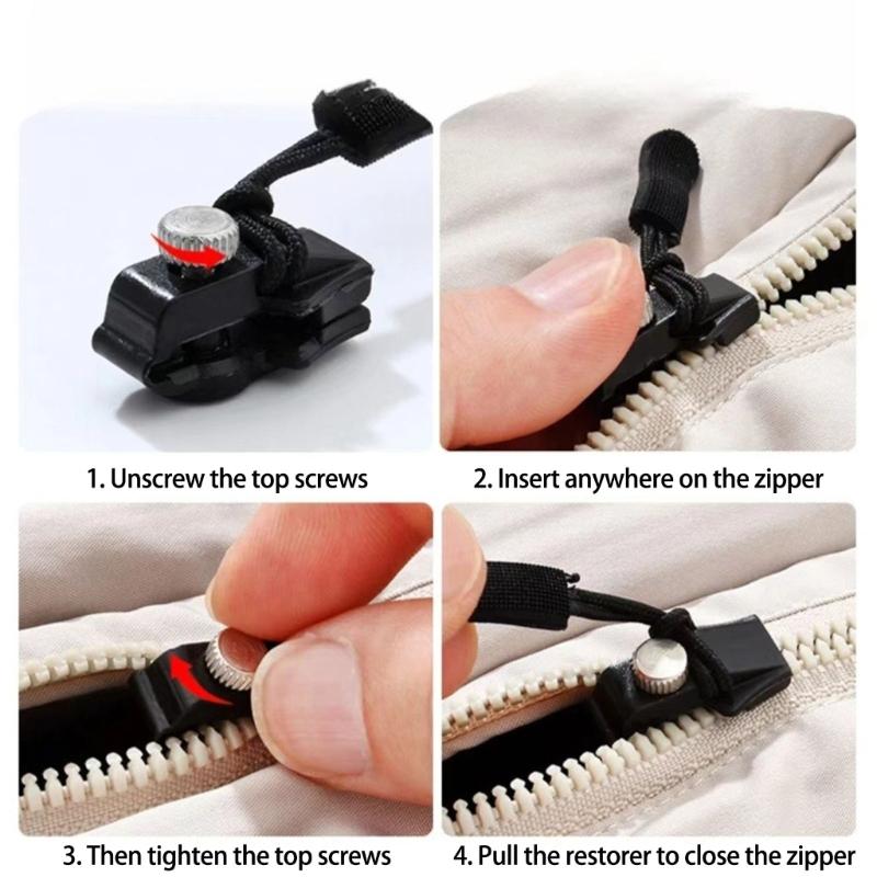 3 Pcs Zips Repair Set Zippers Replacement Set Three Size Zippers Repair Kits Easy To Install for Jackets Suitcase