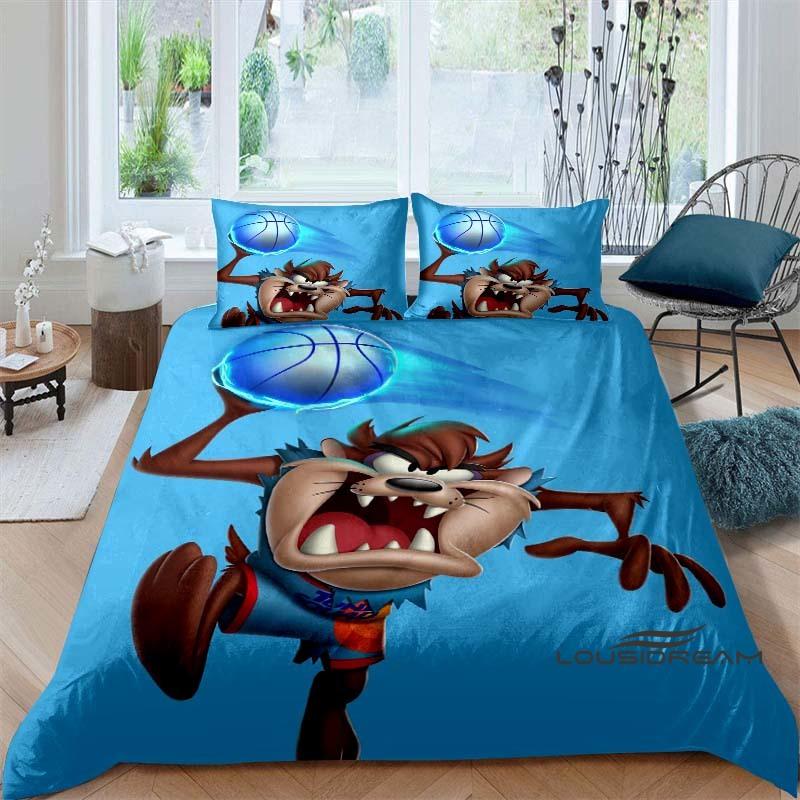 Cartoon T-Tasmanian Devil bedding set, printed single duvet cover and pillowcase three-piece set, children's and adult sizes.002
