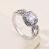 Huajie Women's Full Paved Sparking Cubic Zirconia Bling Rings Wedding Engagement Exquisite Dazzling  Trend Tide