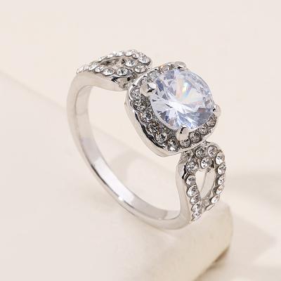 Huajie Women's Full Paved Sparking Cubic Zirconia Bling Rings Wedding Engagement Exquisite Dazzling  Trend Tide