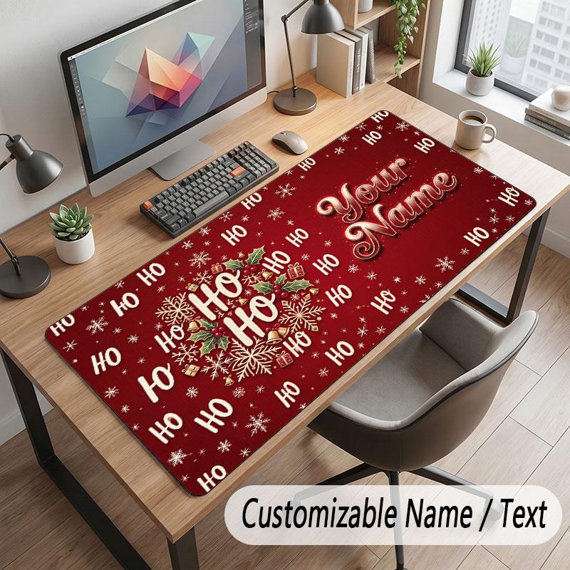 Christmas Winter Theme Customized Mouse Pad Personalized Print Name Text Desk Mat For Home Office Table Decor