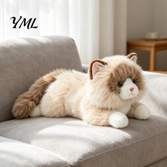 Realistic Simulation Pet Toy Lifelike Ragdoll Cat Plush Toy, Stuffed Animal Pillow for Sleeping, Comfortable Bedside Companion 45cm Fluffy Kitten