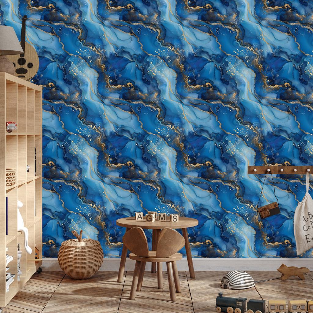 Wallpaper Ink blue, navy blue, turquoise and graphite 50x1000