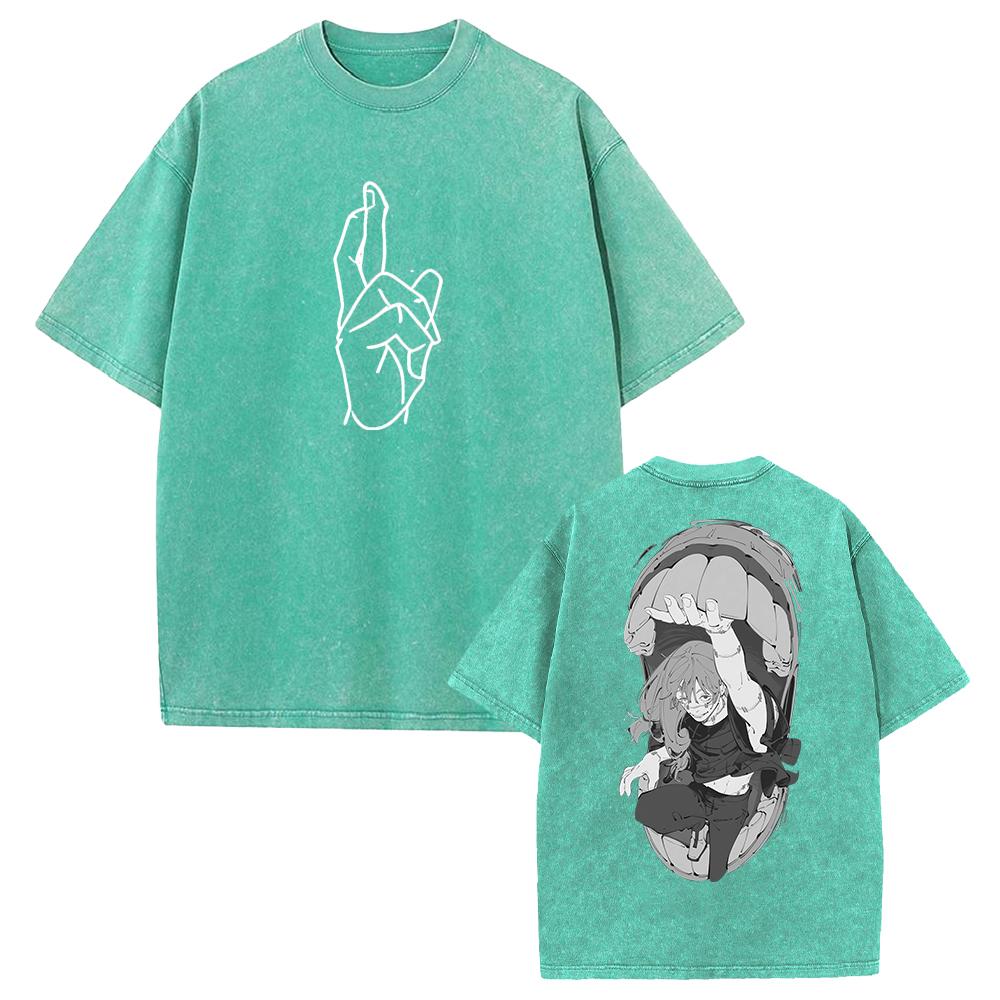 Hot Anime Jujutsu Kaisen Mahito Print T-shirt Men Women Tshirts Short Sleeve Cotton Clothing Retro Washed T Shirt Harajuku Tops