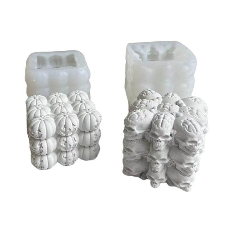 Creative Halloween Skull Pumpkin Wax Candle Mold Resin Molds for DIY Home Decorations Halloween Party Easy to Clean
