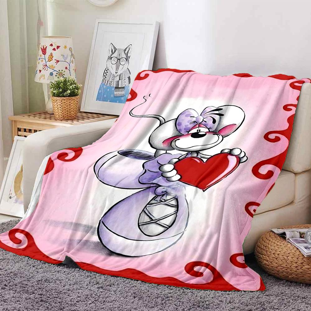 Love Mouse Heart Illustration Blanket Soft Throw Blanket For Home Bedroom Bed Sofa Travel Office Solid Christmas Blanket