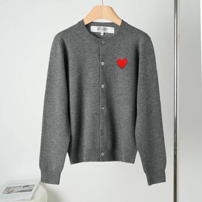 Japanese-Style Red Mood Couples Knit Wool Cardigan, Round Neck, 3D Casual Versatile Sweater N007