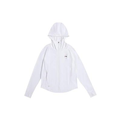 Li Ning Running Series Solid Color Zip-Up Hooded Versatile Lightweight Sports Jacket Women Jackets Standard-White AFDU384-3