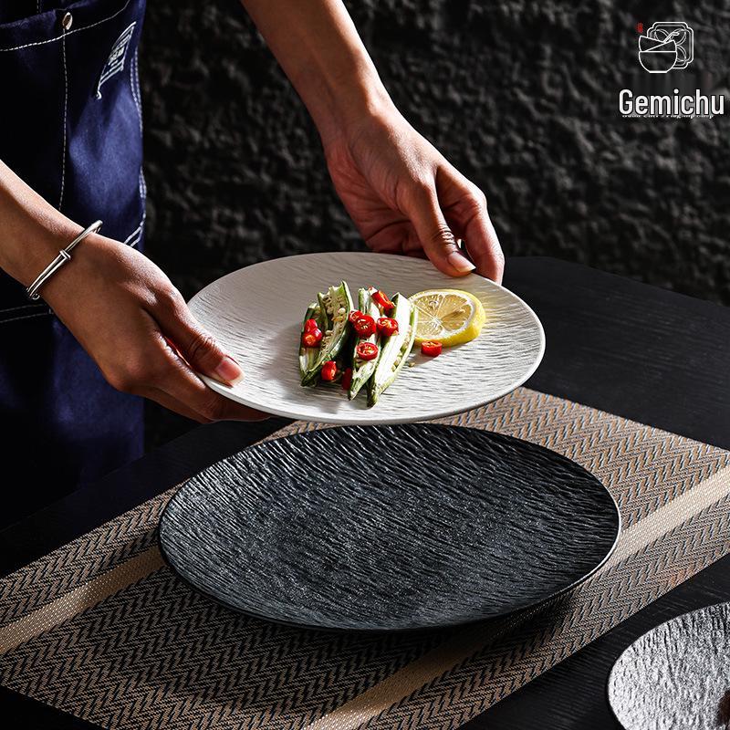 Luxury Ceramic Round Dinner Plate - Western Style, Flat & Shallow Design for Steak & More