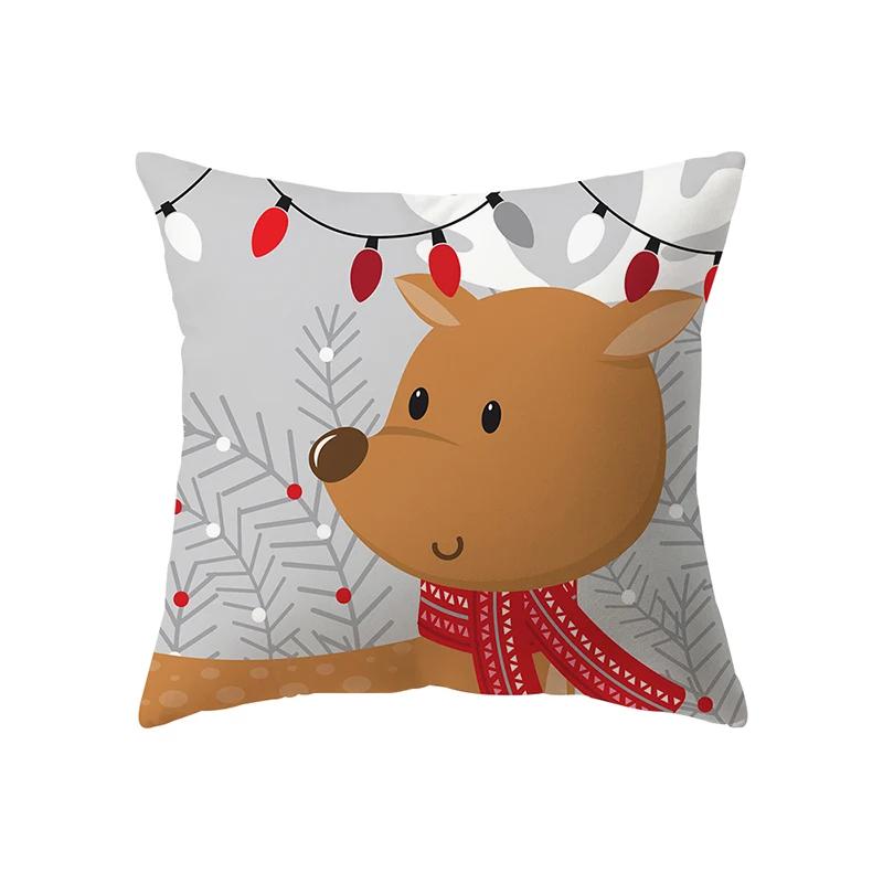 Merry Christmas Cute Santa Claus Snowman Print Pattern Cushion Cover Home Living Room Sofa Decoration Pillow