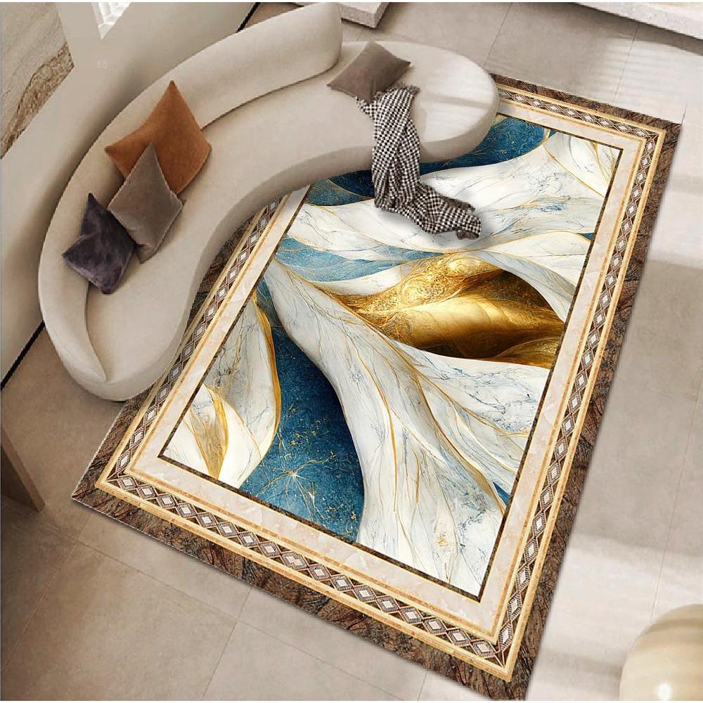 Luxus Stil Schwarz Gold Teppich Große Fläche Wohnzimmer Dekoration Schlafzimmer für Teppiche Rutschfest Anpassbar Ankleidezimmer Weiche Bodenmatte