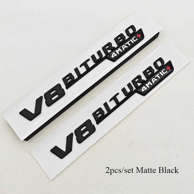 2pcs 3D ABS Vent Fender Trim Emblem Blade V8 BITURBO 4MATIC Logo Car Sticker Fender Badge For Mercedes Benz E300 E400 E53S E63S