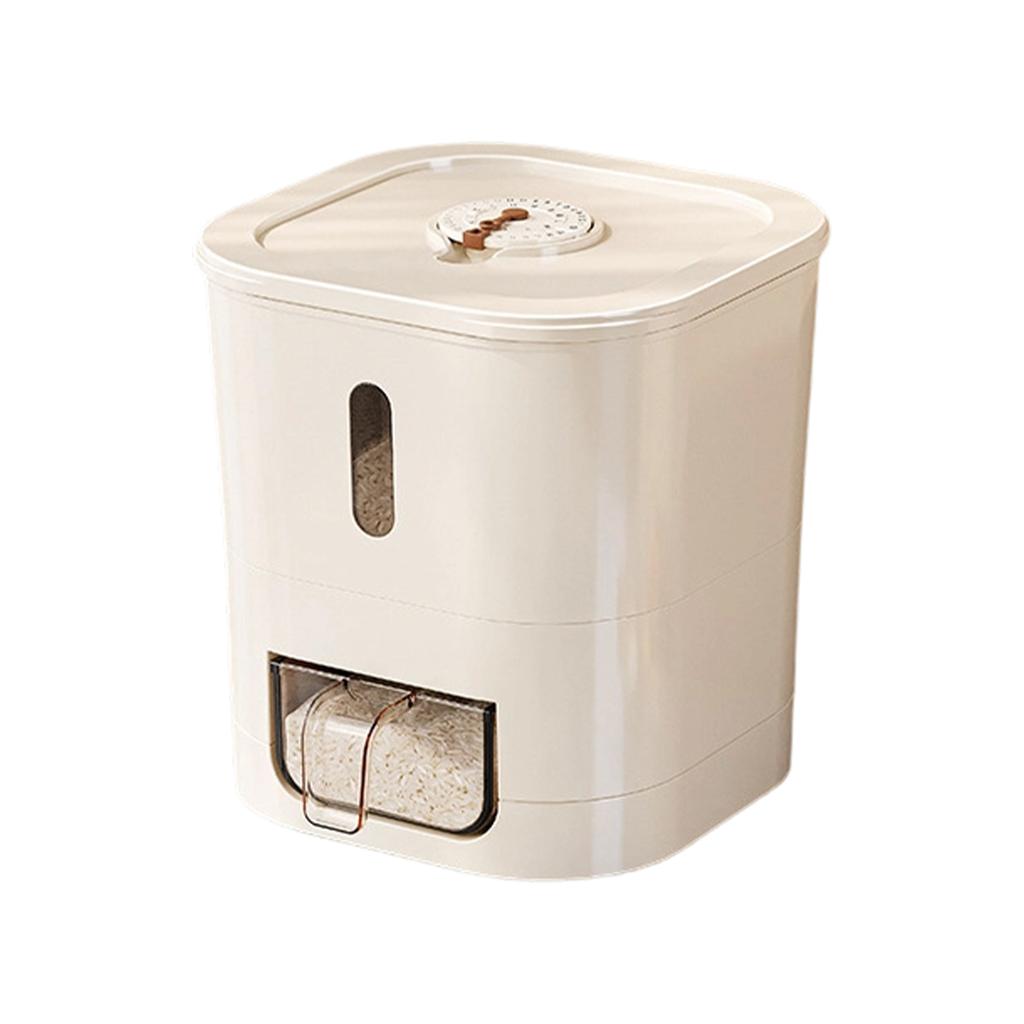 Grain Storage Container with Measuring Cup Dispenser Airtight Food Storage Bin for Rice Beans Cereal and Dry Goods Kitchen Organizer