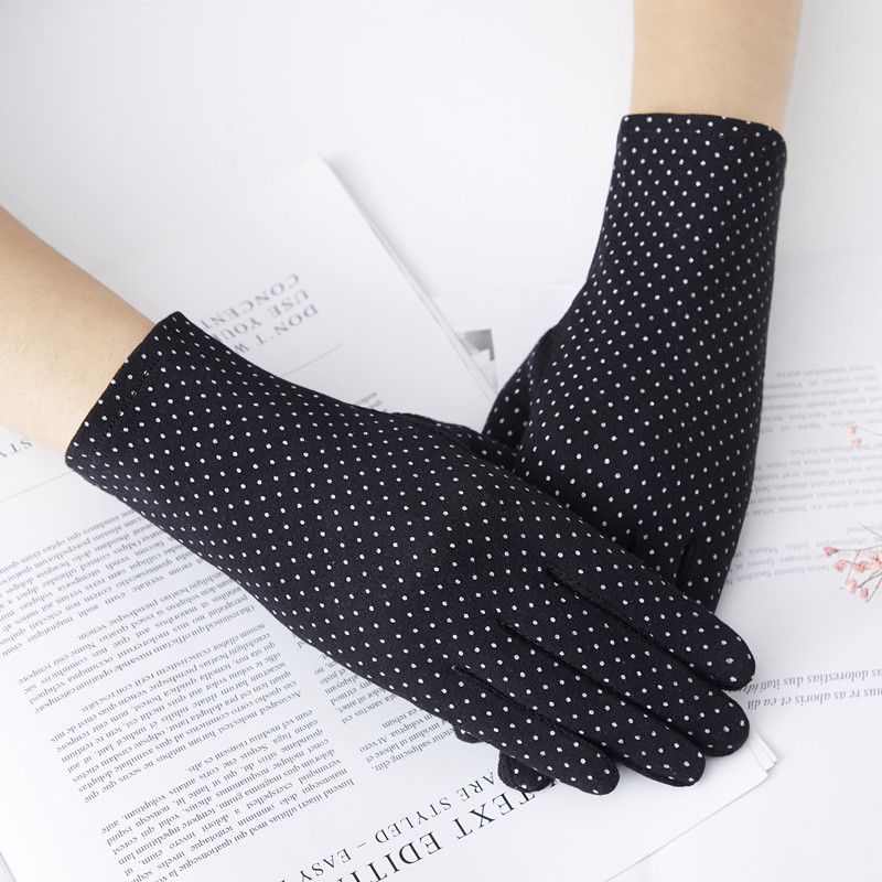 

Перчатки Женские Тонкие Летние Весенние и Осенние Защита от Солнца Чистый Хлопок Дышащие Защита от УФ Лучей Вождение Электромобиля Нескользящие Сенсорные Black [Minimalist dots]] All yards