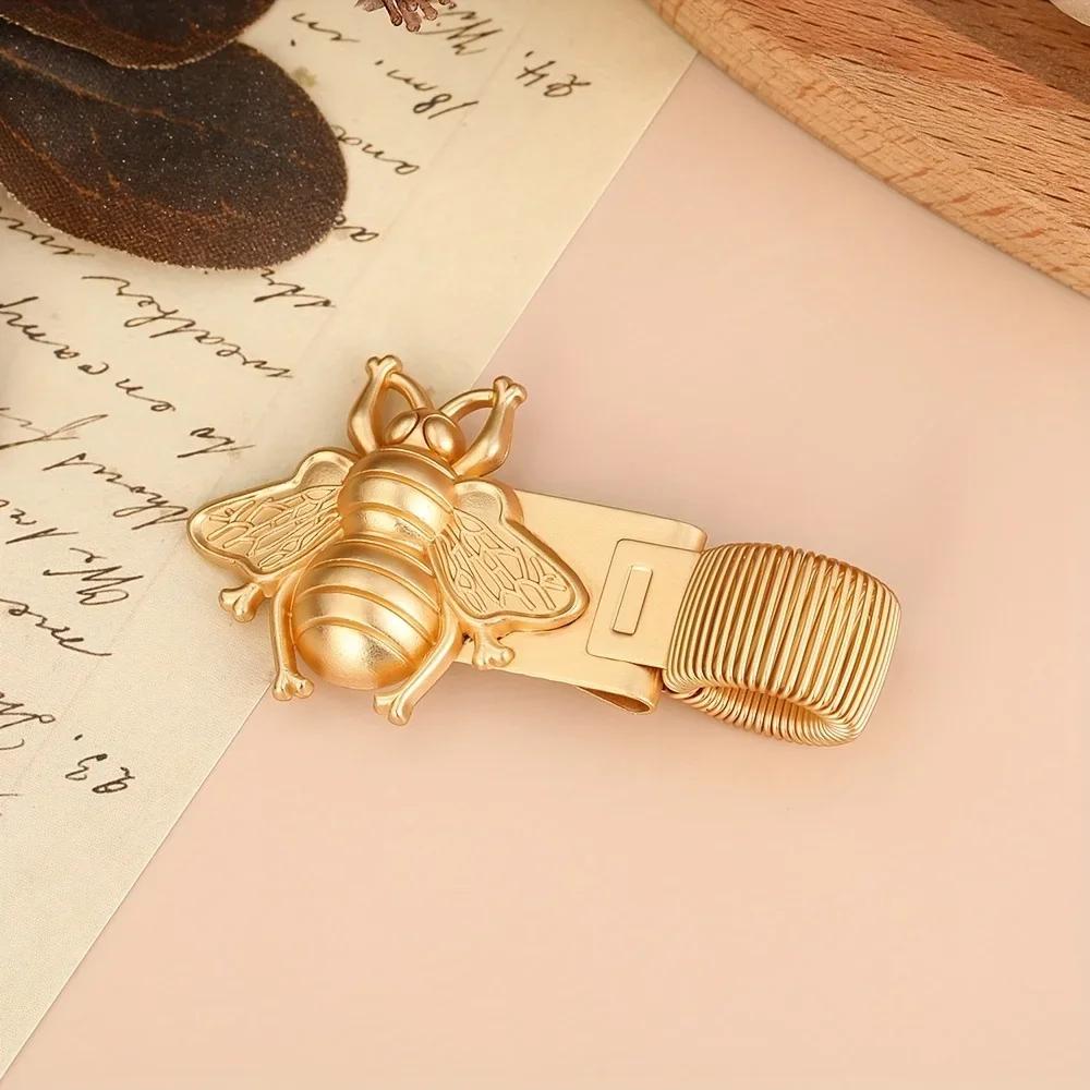 

1Pc Vintage Bee and Cicada Design Metal Pen Clip with Spring For Notebooks, Journals, School, Office Supplies