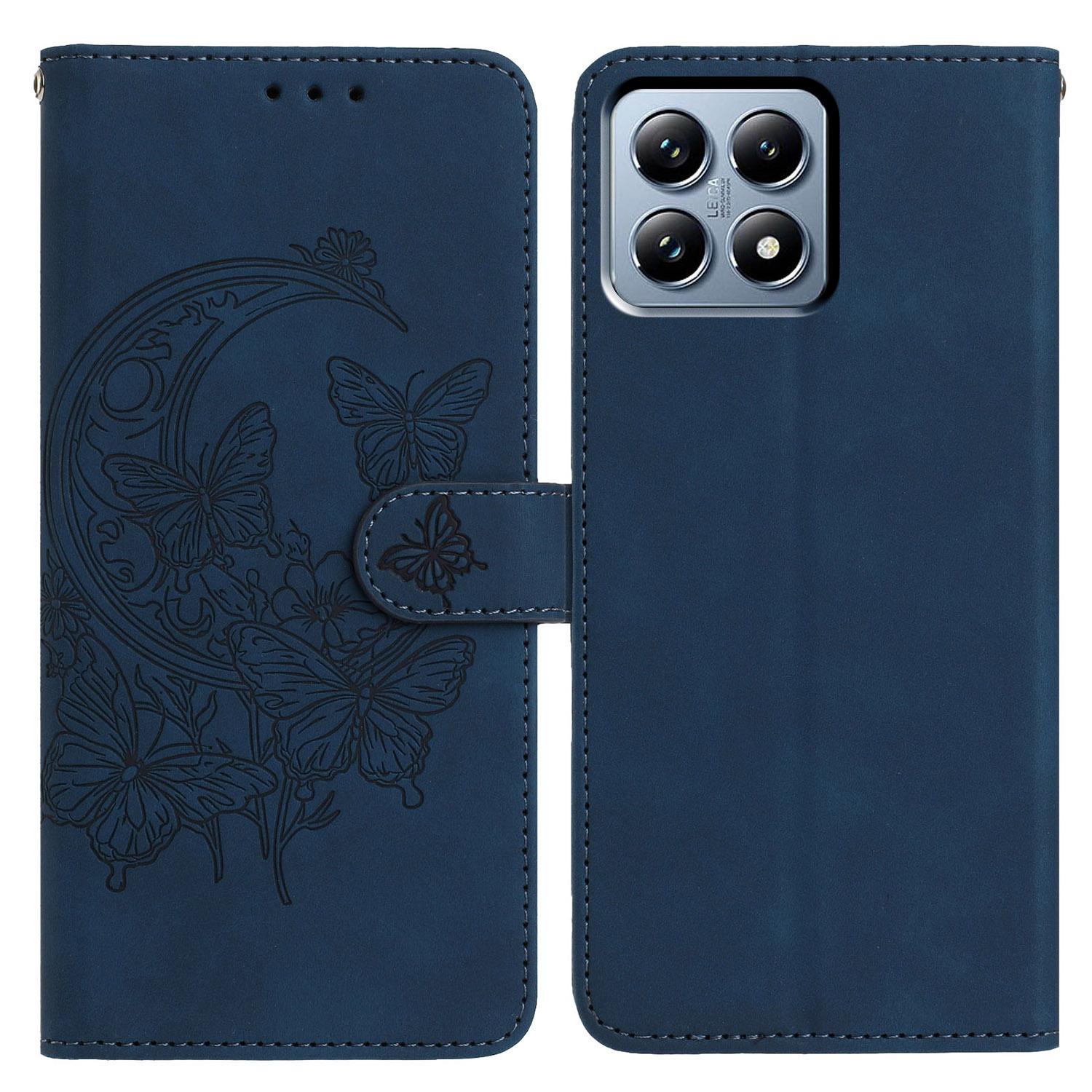 For Xiaomi 15T Pro Case Butterfly Flower Imprint PU Leather Wallet Stand Phone Cover D