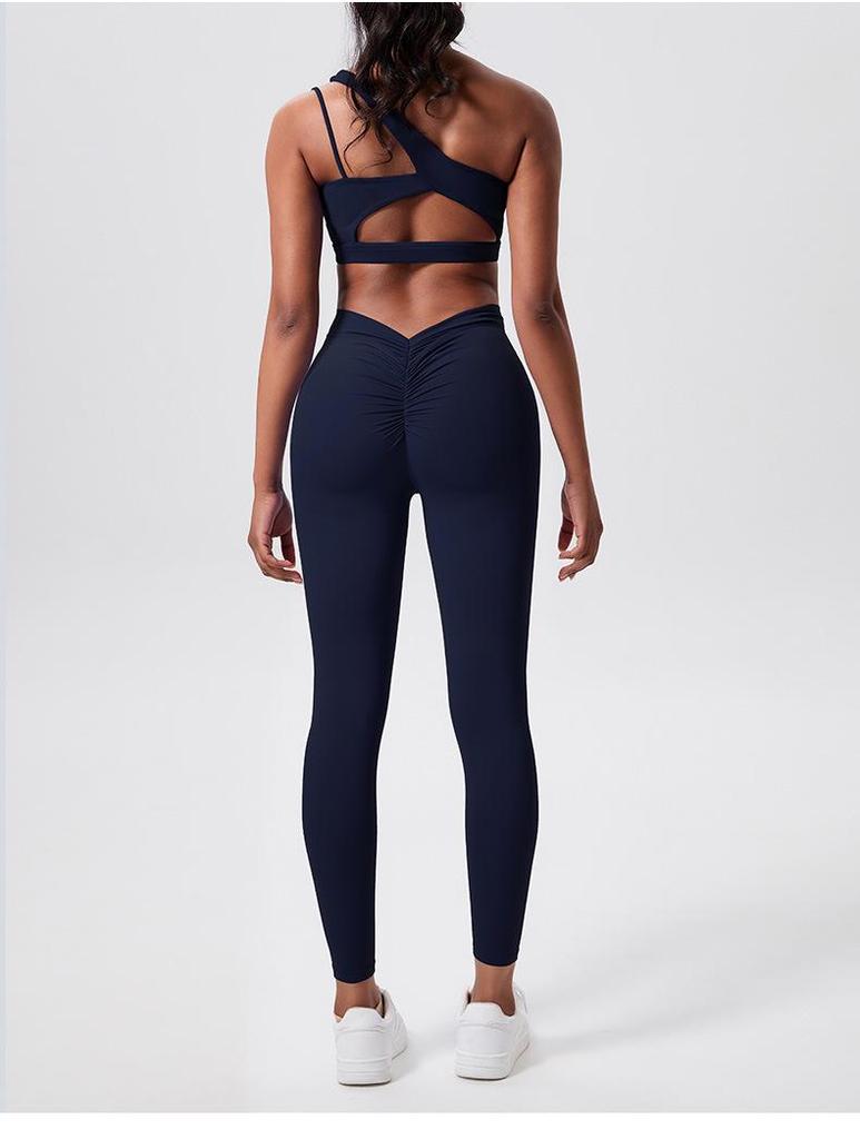 Damen Europäischer & Amerikanischer Elastischer Sport-BH: One-Shoulder Yoga & Fitness Rücken-Detail Weste