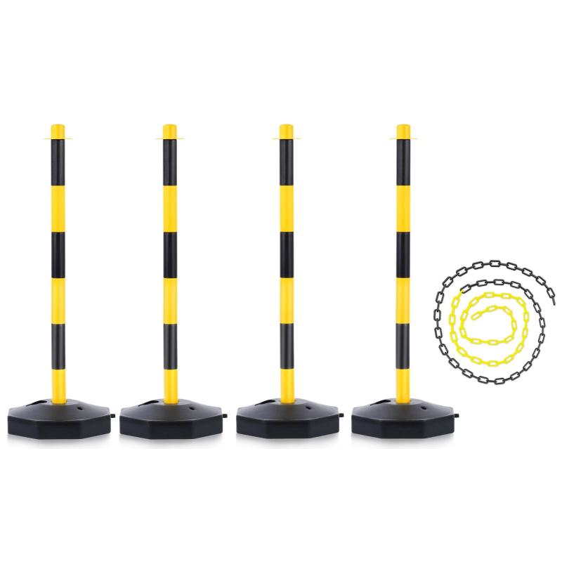 Plastic Warning Post Chain for Construction Site Fence with Isolation Barrier and Caution Tape