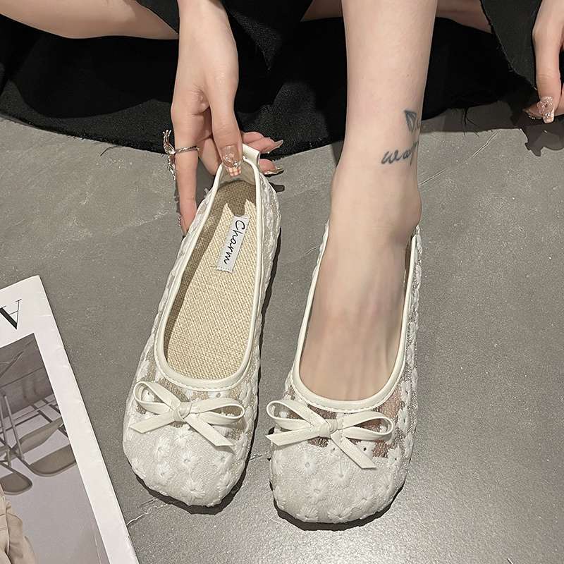 Gentle Single Shoes for Women with Outer Shoes 2025 New Summer Mesh Breathable One Pedal Soft Sole Old North Cloth Shoes for Women