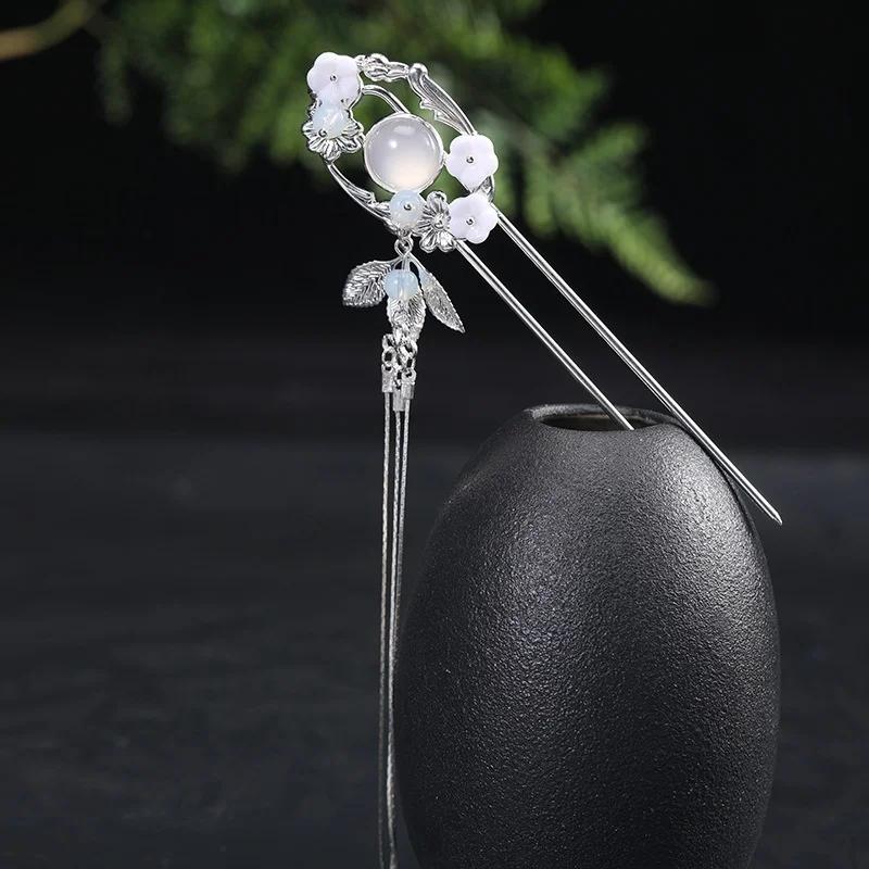 Épingles à cheveux chinoises en métal à pompons faites main vintage pour femmes ethniques ornements accessoires de bijoux de mode