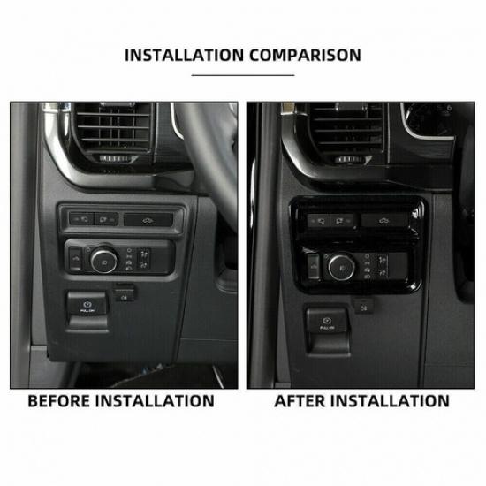 Car Headlight Switch Control Frame Cover For Ford F-150 -2024 Bright Black