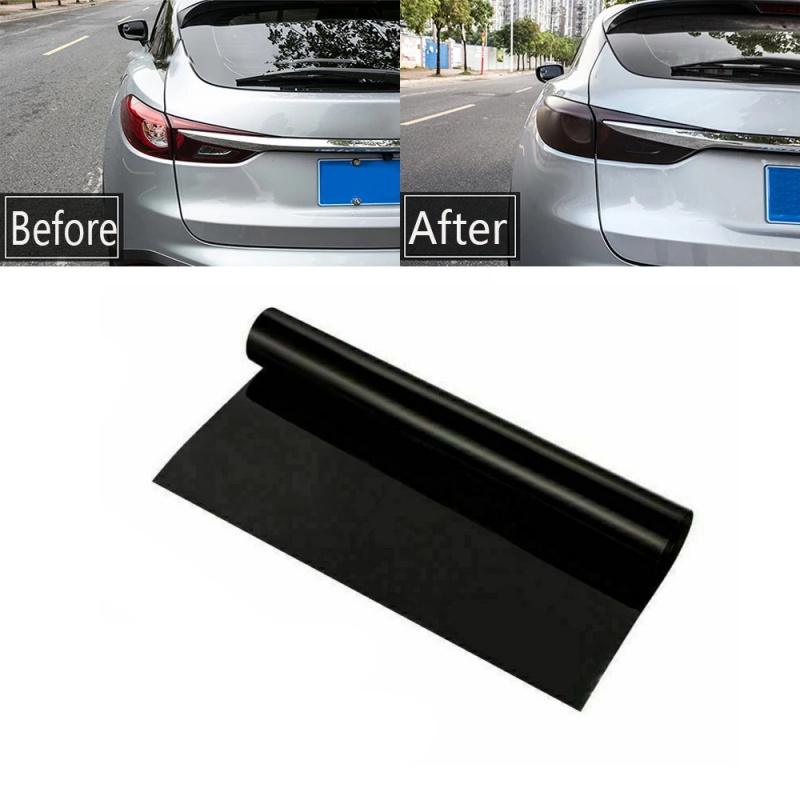 Bright Black Headlight Tail Fog Light Vinyl Film Universal 100X30Cm