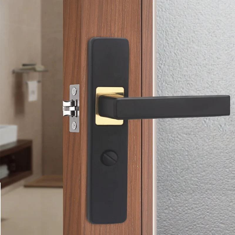 Toilet Door Lock, Aluminum Alloy Indoor Bathroom Door Handle, Single Tongue, Lock Accessories, Furniture Hardware, Keyless