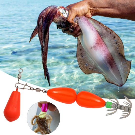 9CM/27G Squid Jig Hook with Colorful Beads Swivel Double-layer Umbrella Hook Cuttlefish Sleeve