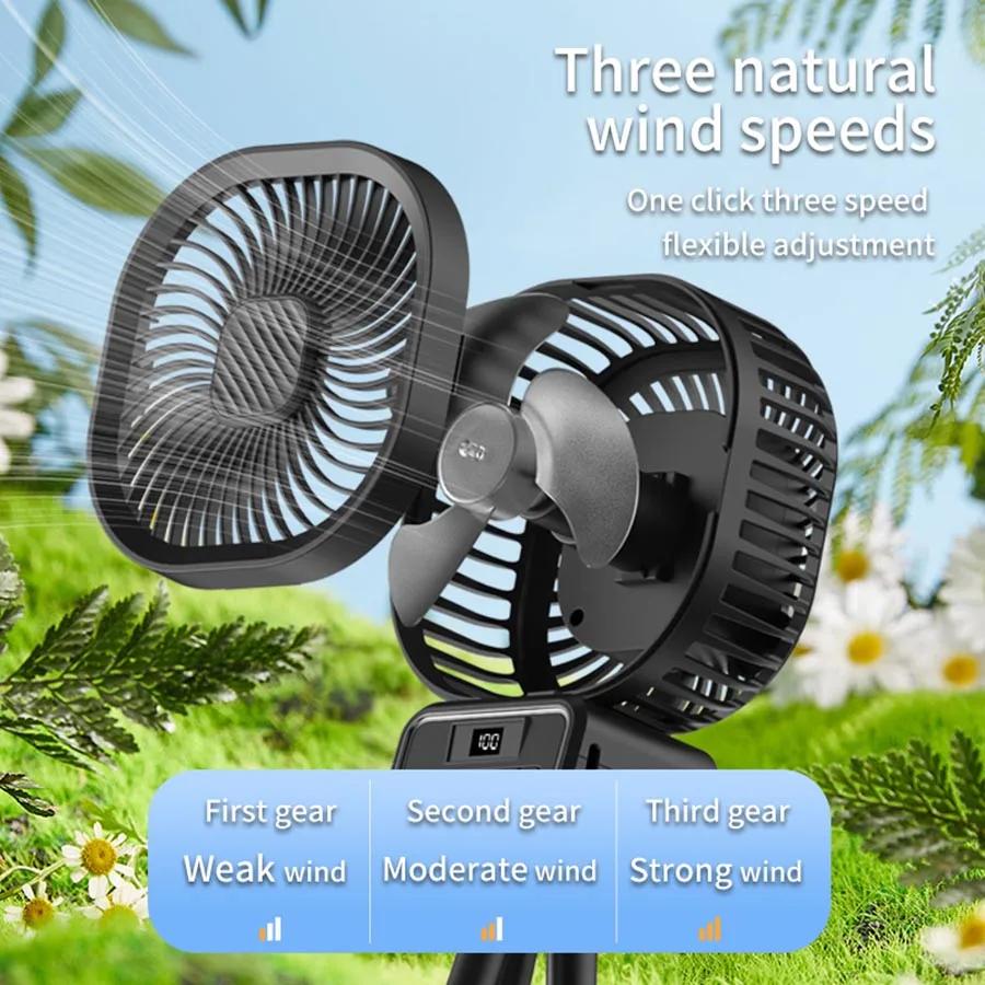 2024 New Octopus Fan 5000mAh Rechargeable 270 Oscillating Fan Portable Air Cooler with Night Light Mini Air Conditioner Fan