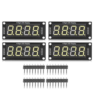 4er-Set 4-stellige Digitalröhren-LED-Anzeigetafel 7-Segment-Uhr-Modul TM1637 0,56 Zoll Gelb MRA041E