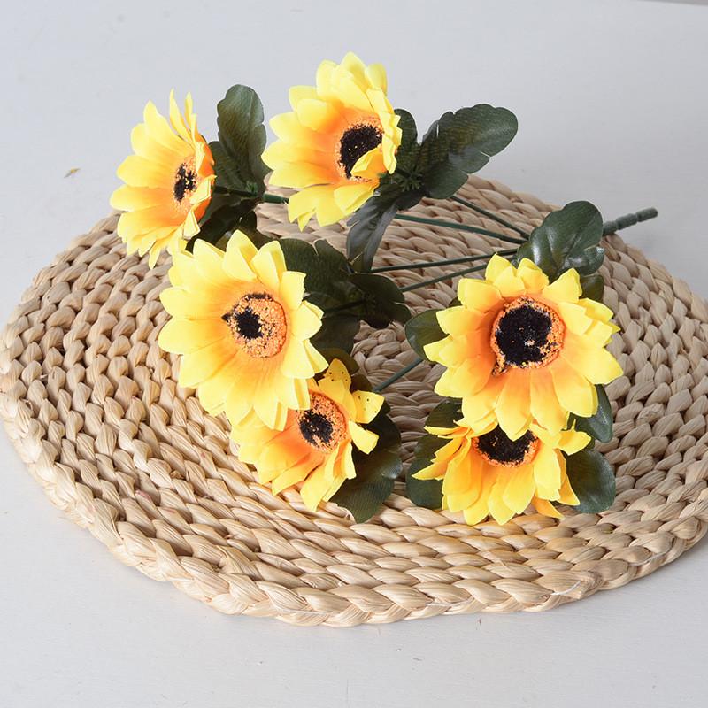 Single Sunflowers Bouquet Artificial Flower For Wedding And Decoration Home
