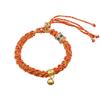 Hand-woven Tibetan Six-character Mantra Hand Rope Hand-rubbed Cotton Thread Ethnic Style Men's and Women's Bell Bracelet Red Rope with Jewelry