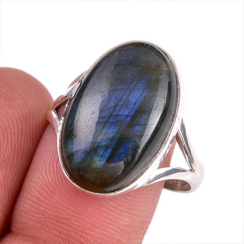 

Natural Labradorite Gemstone 925 Solid Sterling Silver Jewelry Ring S.9.5 k9v84