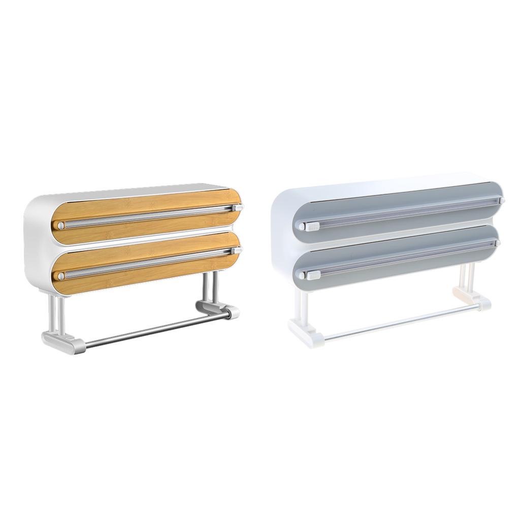 Magnetic Cling Wrap Dispenser and Cutter Wall/Refrigerator Mount Rolls Cutting Rack Kitchen Cling Film Foil Dispenser