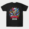 Camiseta Estampada Negra para Hombre Mundial de Fútbol 2026 Torneo de Fútbol 2026 Estampado en Papel de Transferencia Sin Corte Camiseta de Algodón