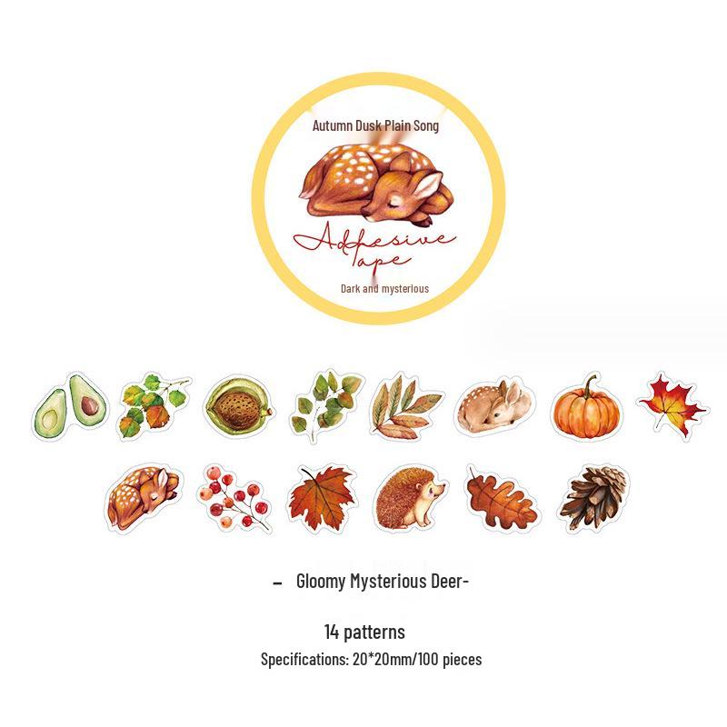 Autumn Evening Song Washi Tape Series: Irregular Collage Retro Journal Stickers - 9 Designs for DIY Decoration