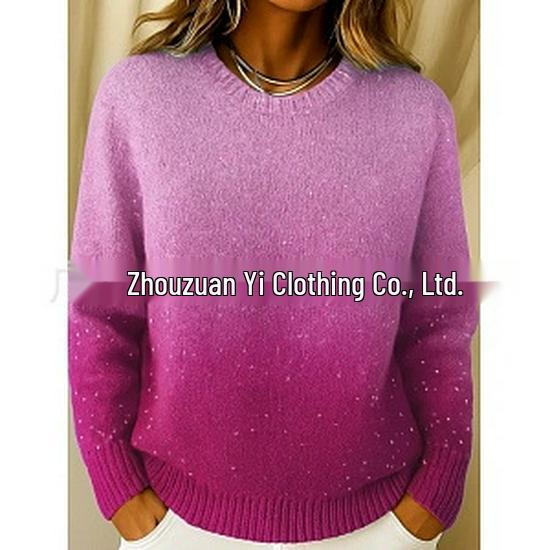 2025 Autumn/Winter Women's Fashion Knit Sweater - Patterned, Warm, Long Sleeve, Round Neck