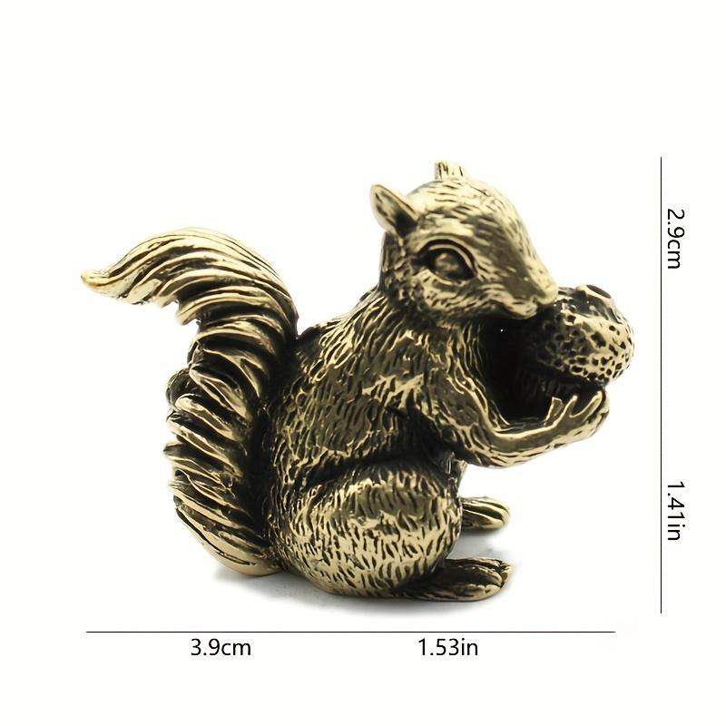 

1PC Antique Bronze Squirrel Ornament Solid Copper Statue Figurines Brass Squirrels Nuts Tea Pet Incense Holder Desk Decoration