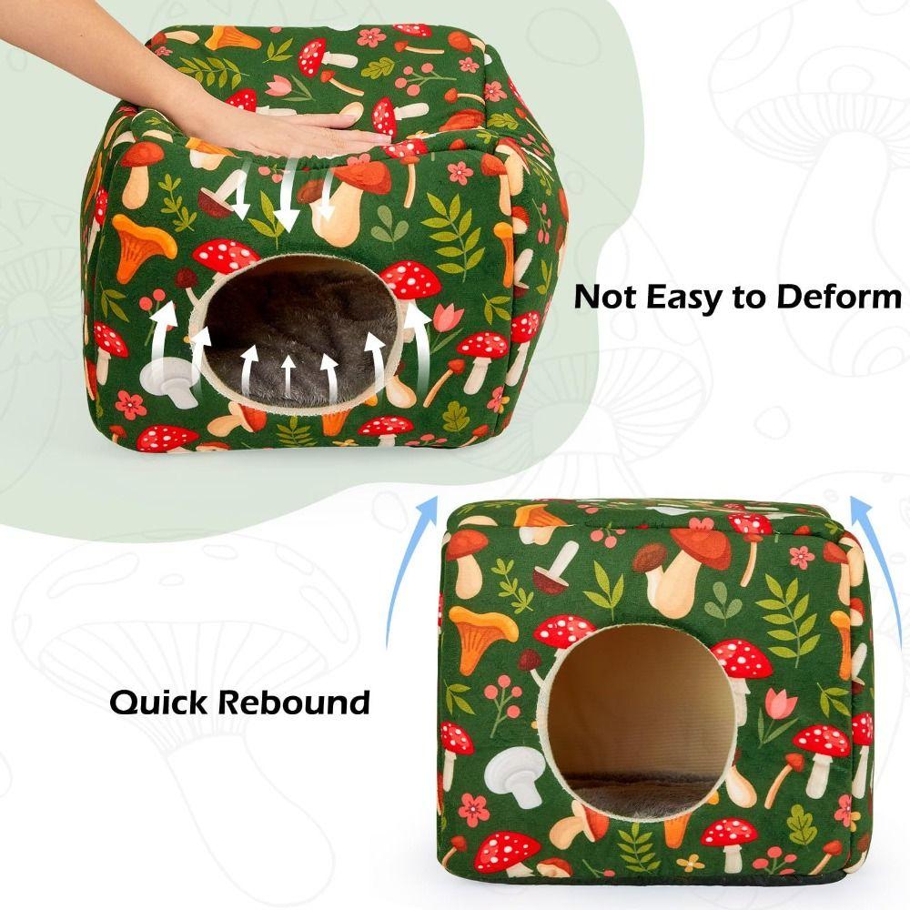 Cozy Washable Guinea Pig Hideout with Cushion Breathable Small Pet Bed Large Size Non-slip Chinchilla Hamster House Rabbit