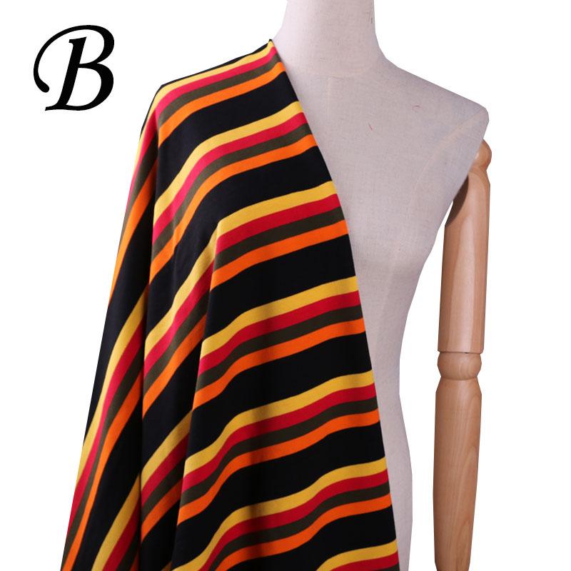 Rainbow Stripe Knitted Fabric By The Meter for T-shirt Summer Skirt Children Clothes Doll Sewing Cotton Thin Elastic Soft Cloth