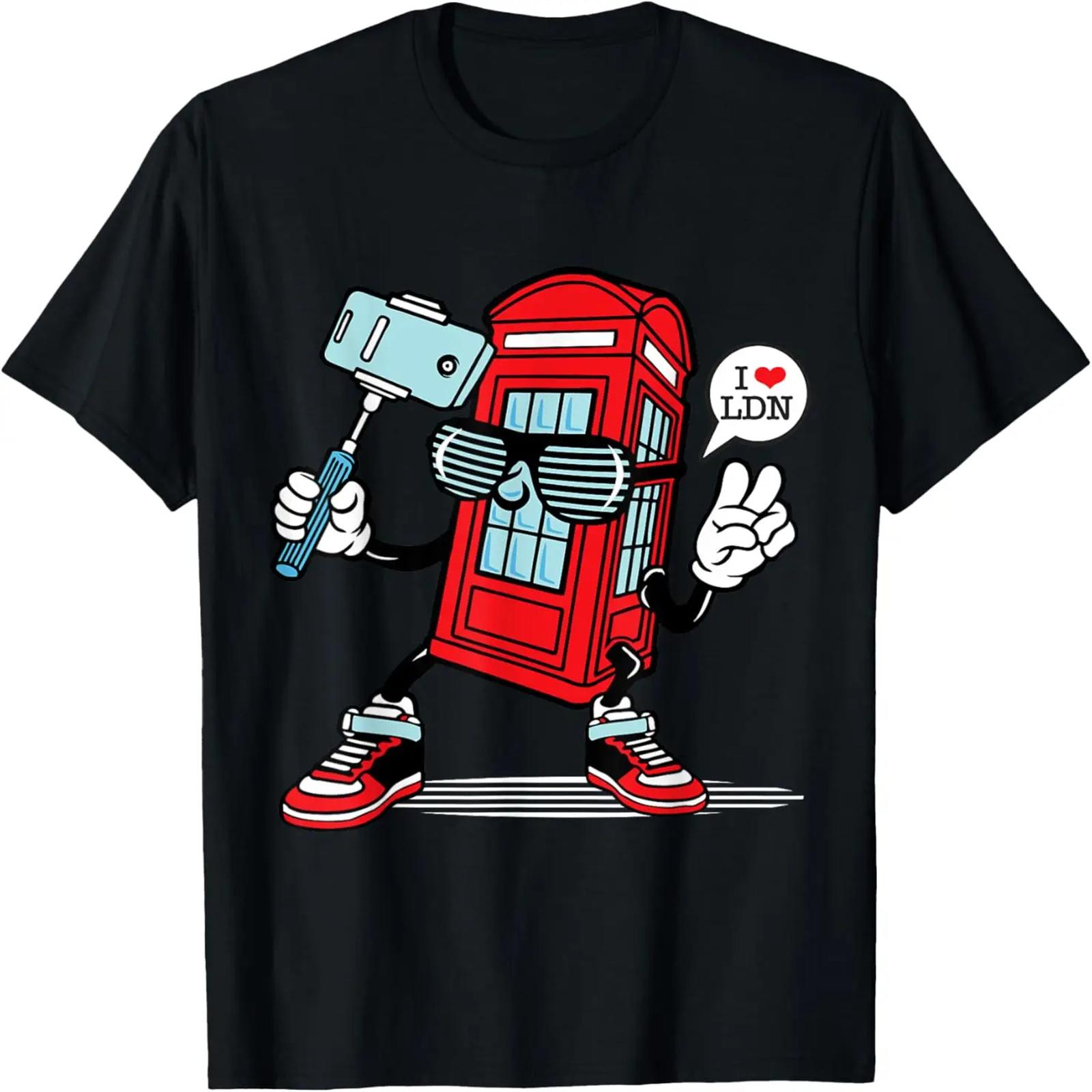 

I Love London, Funny Sarcastic London Red Telephone Cartoon T-Shirt XXXXXL чорний